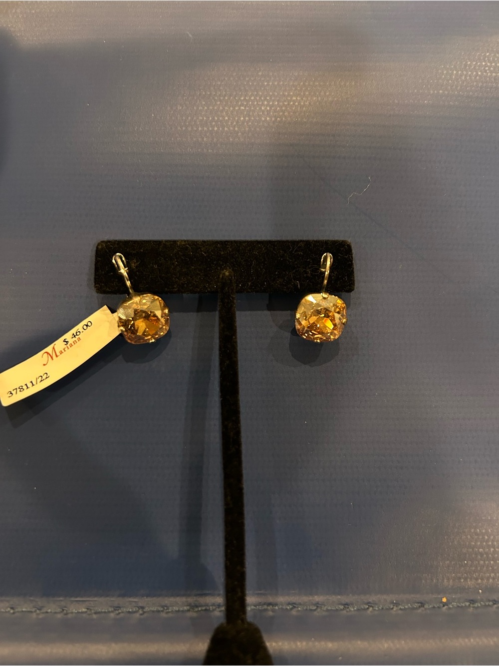 Mariana Gold Crystal Cushion-Cut Drop Earrings